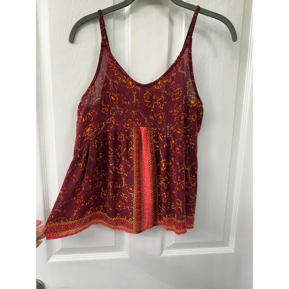 Free people tank red pink spaghetti strap boho flowy medium Y2K hippie - Picture 7 of 7